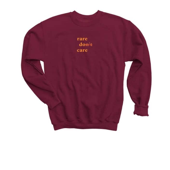 Maroon Rare Do Care kids crew sweatshirt