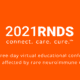 Text, der 2021 RNDS mit Text darunter lautet: Die dreitägige virtuelle Bildungskonferenz für diejenigen, die von seltenen Neuroimmunerkrankungen auf orangefarbenem Hintergrund betroffen sind