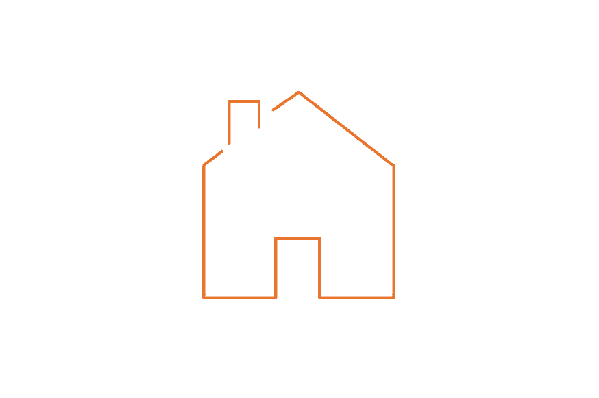 Illustration of orange outline of a house