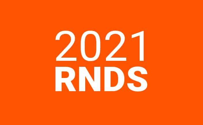 Orange background with text reading 2021 RNDS