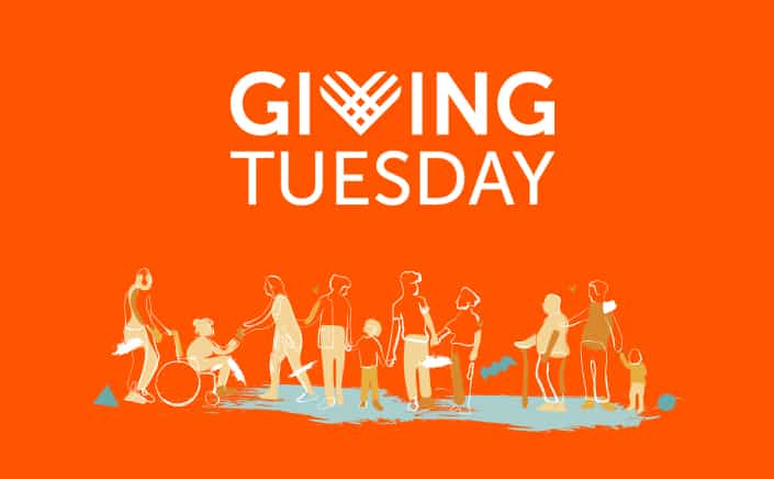 Giving Tuesday poster with orange background