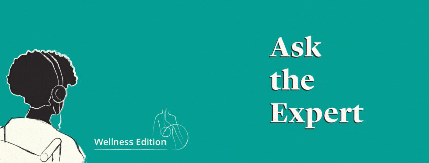 Turquoise background with text on the right side that reads Ask the Expert